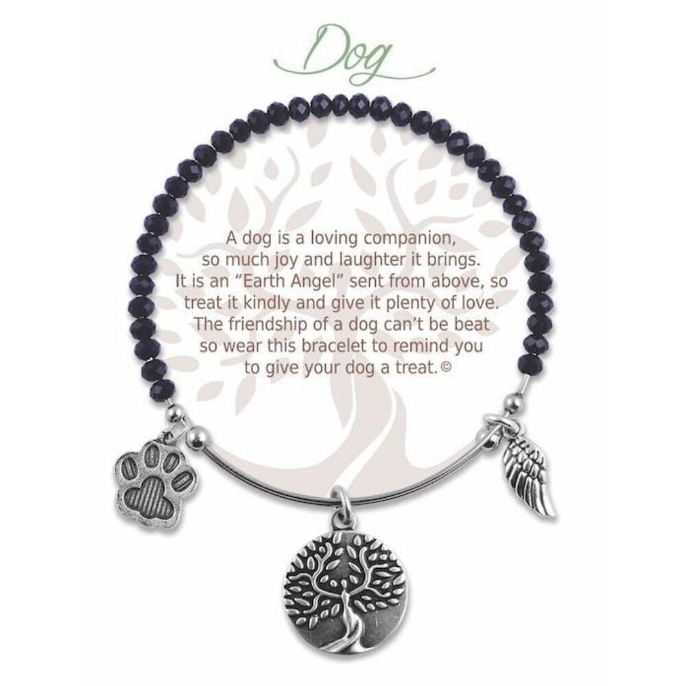Earth Angel Charm Bracelet - Dog Paw Black Radiant Stone